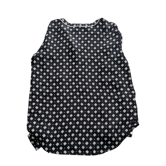 LOFT Mixed Print Popover Top Womens Small Navy Ivory Long Sleeve Peasant Blouse - Picture 4 of 7